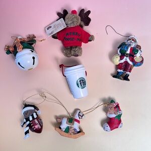 Assorted Lot of Christmas Tree Ornaments Starbucks Boyd's Bear‎ 7 Eleven